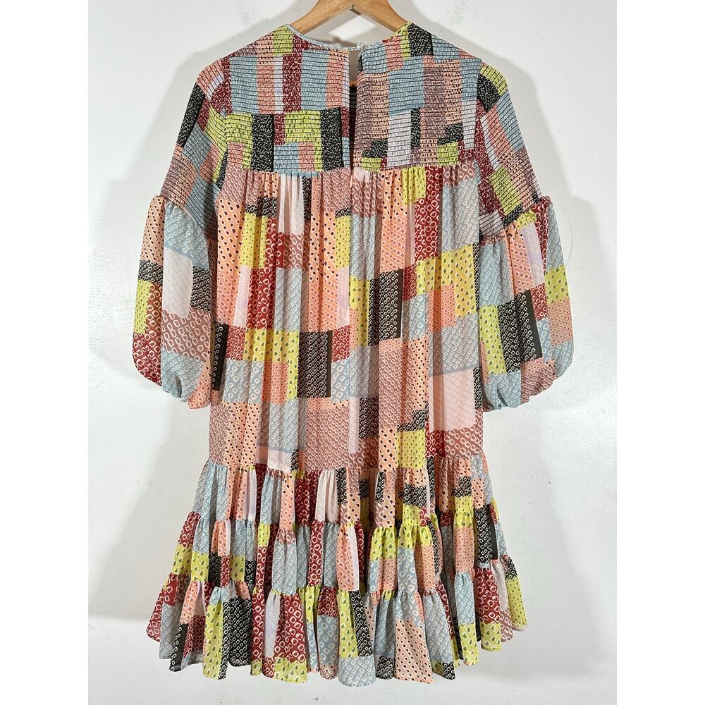 Cinq A Sept Patchwork Rika Swing Dress Womans 6 whimsy babydoll - Picture 4 of 16